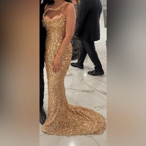 Glamorous Gold Sequin Evening Gown